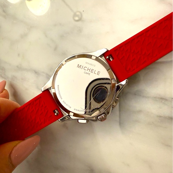 MICHELE ' Cape ' Chrono Red Sunray Dial watch - Picture 7 of 9